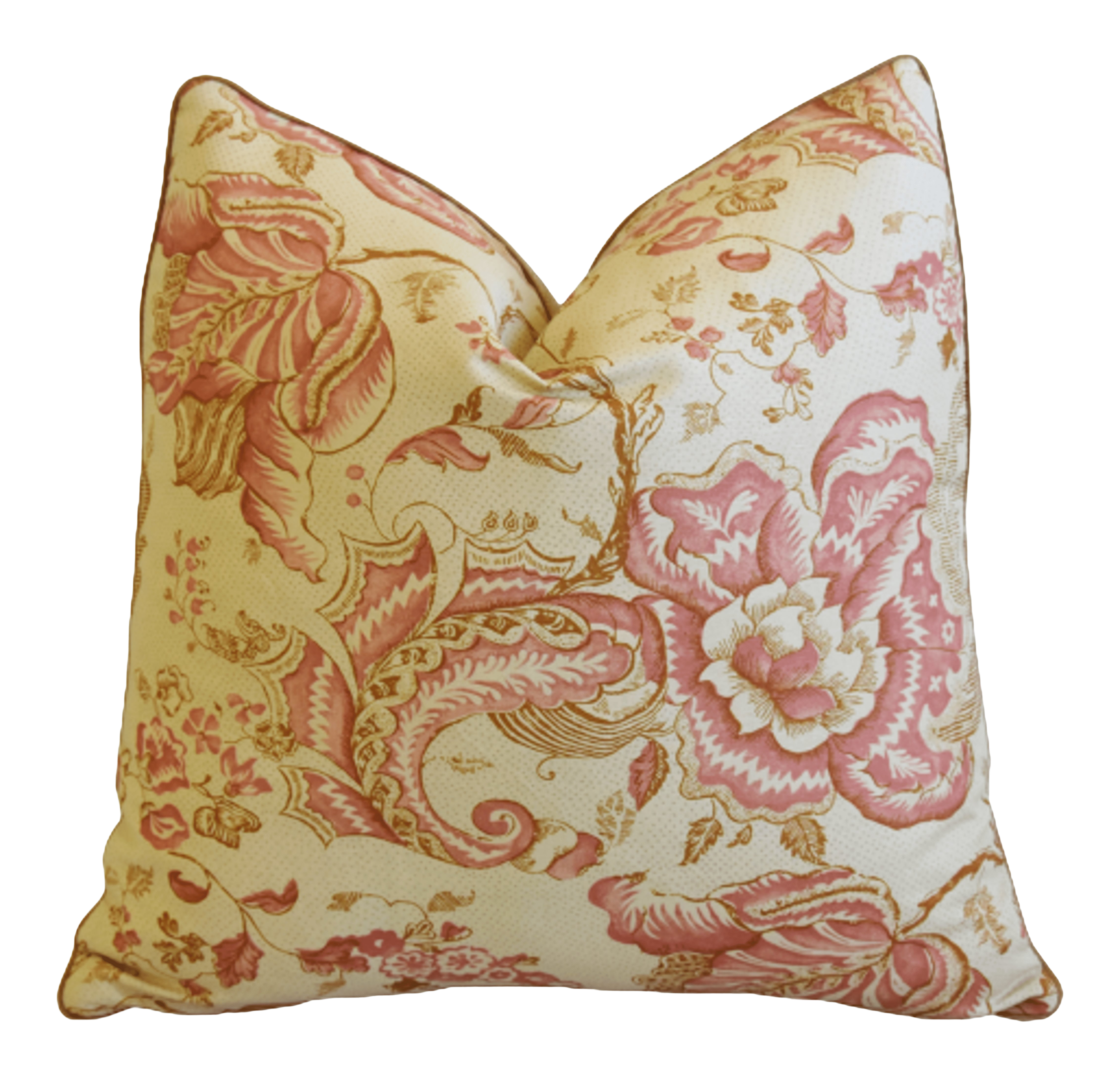 French Designer Floral Linen Pillow~P77647262