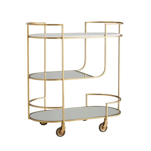 Trainor Iron Bar Cart, Gold
