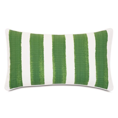 Pergola Lumbar Outdoor Pillow, Basil/White~P77610097