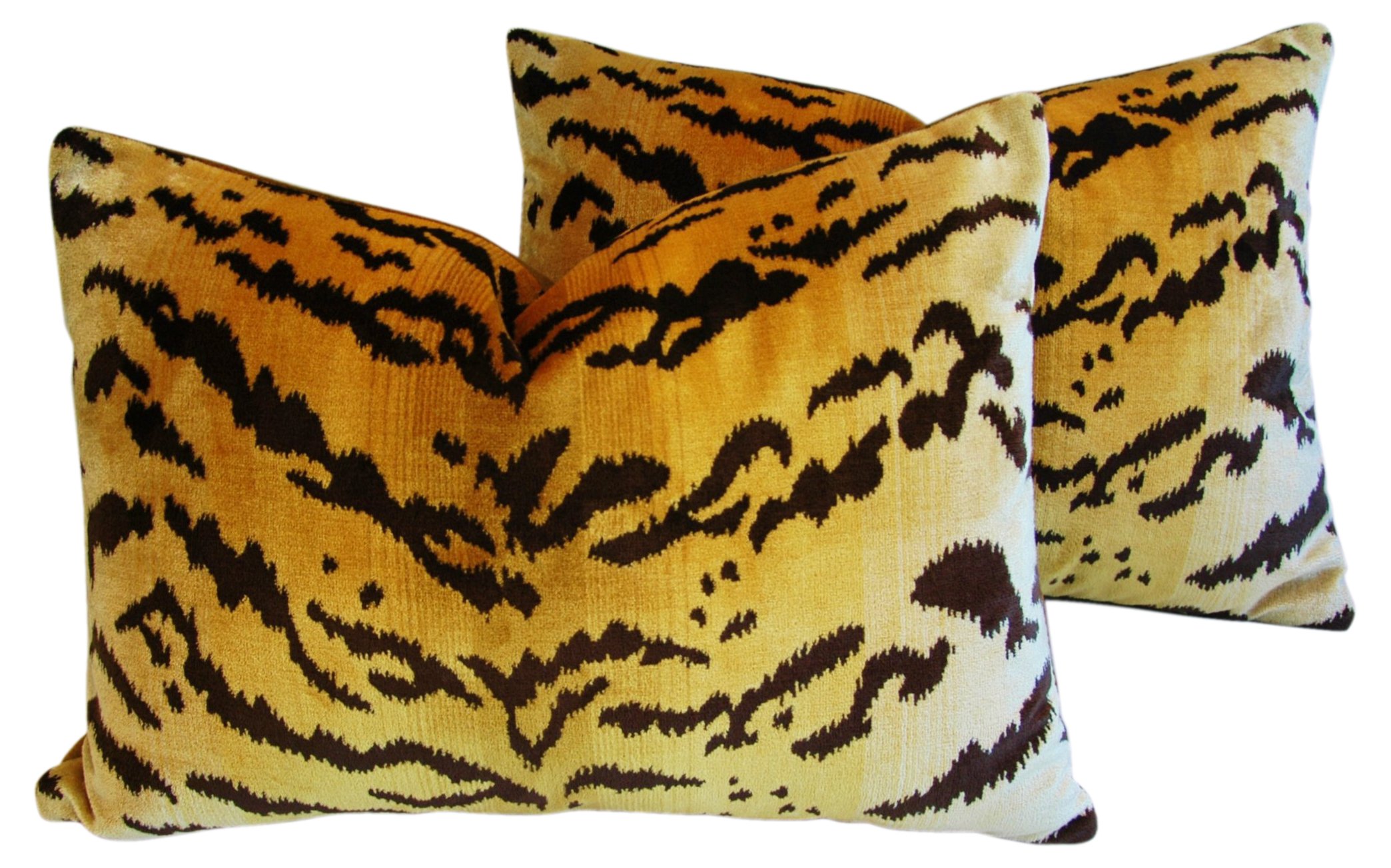 Scalamandré Tiger Velvet Pillows, Pair