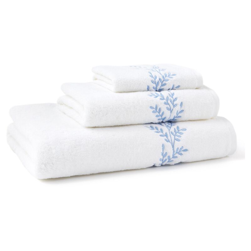 3-Pc Willow Towel Set, Blue