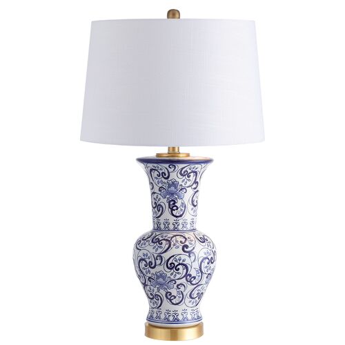 Zeb Chinoiserie Ceramic Table Lamp, Blue/Gold Zeb Chinoiserie Ceramic Table Lamp, Blue/Gold