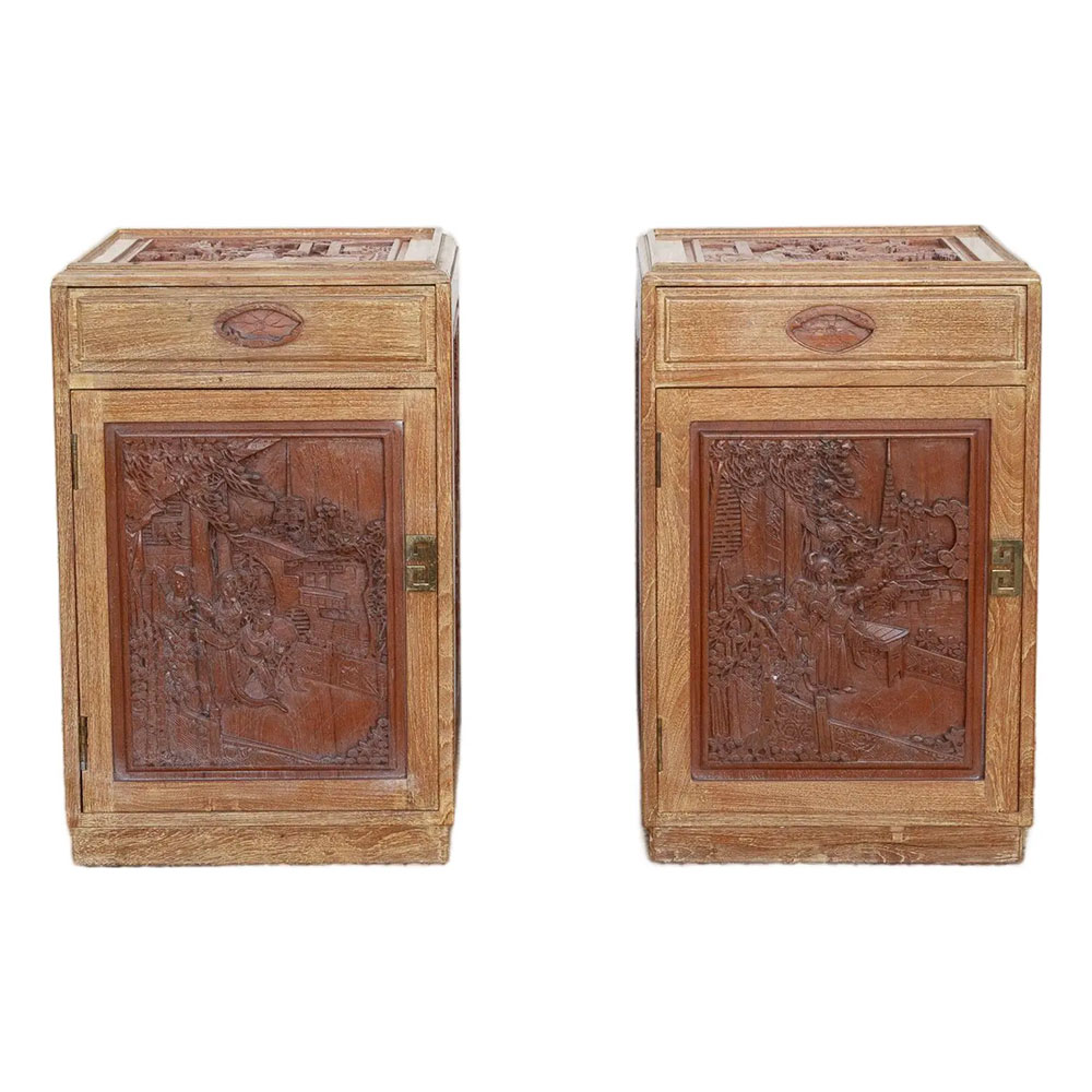 Pair of Finely Carved Bedside Cabinet~P77753588