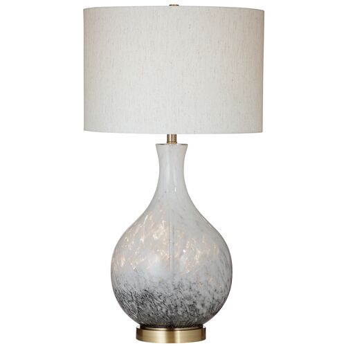 Inaya Glass Table Lamp, White/Black/Brushed Gold