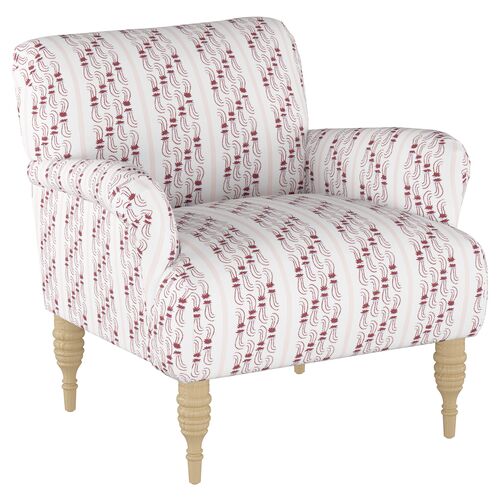 Agave Stripe Club Chair, Berry~P77544682