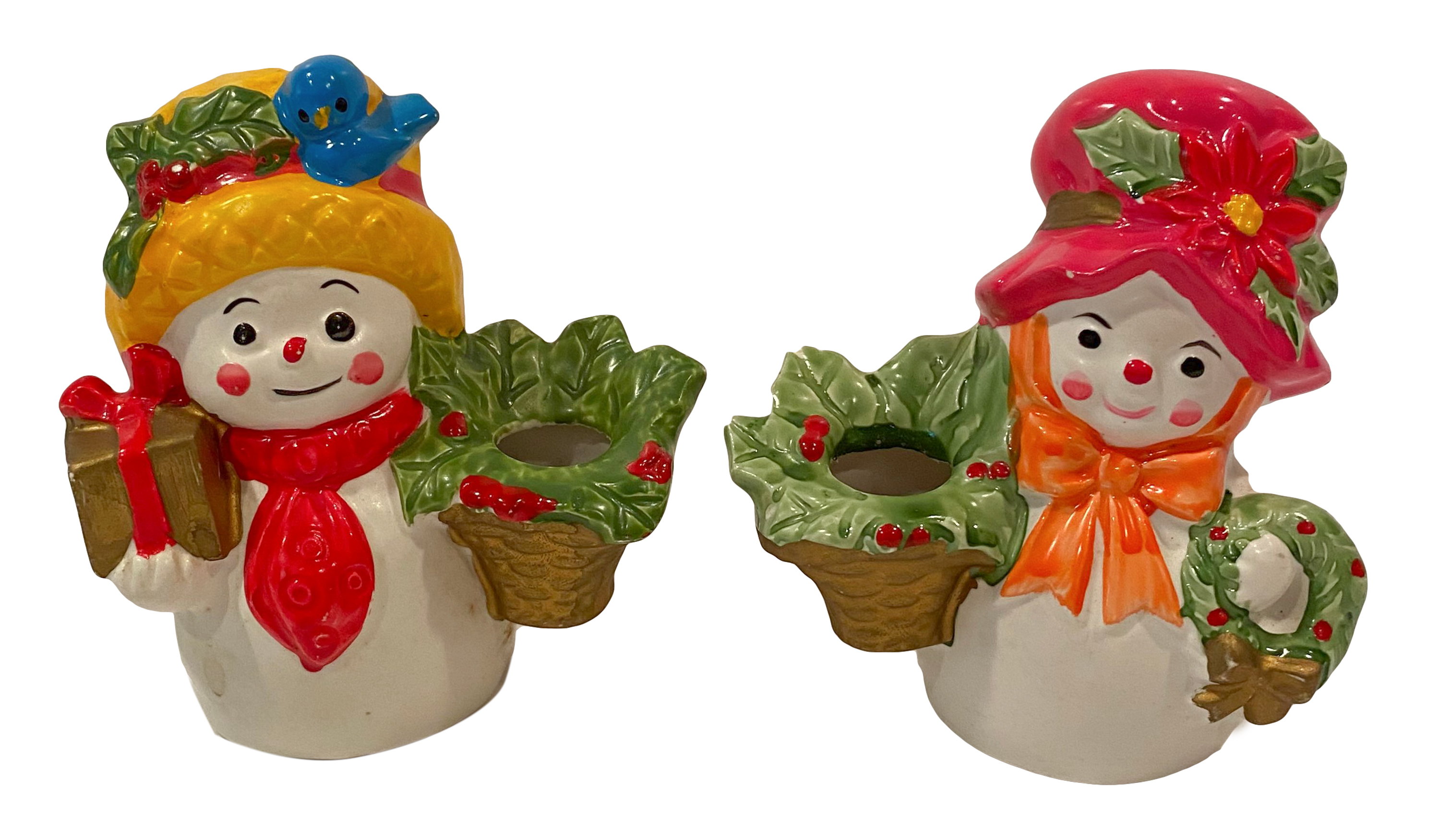 Mod 1960s Snow People Candle Holders S/2~P77633775