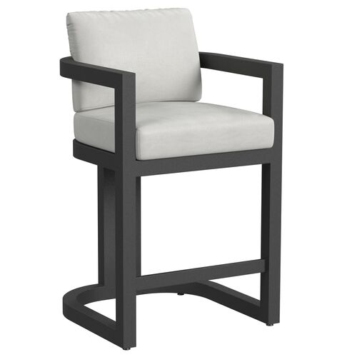 Halana OutdoorAluminum  Barstool, Black/Gray