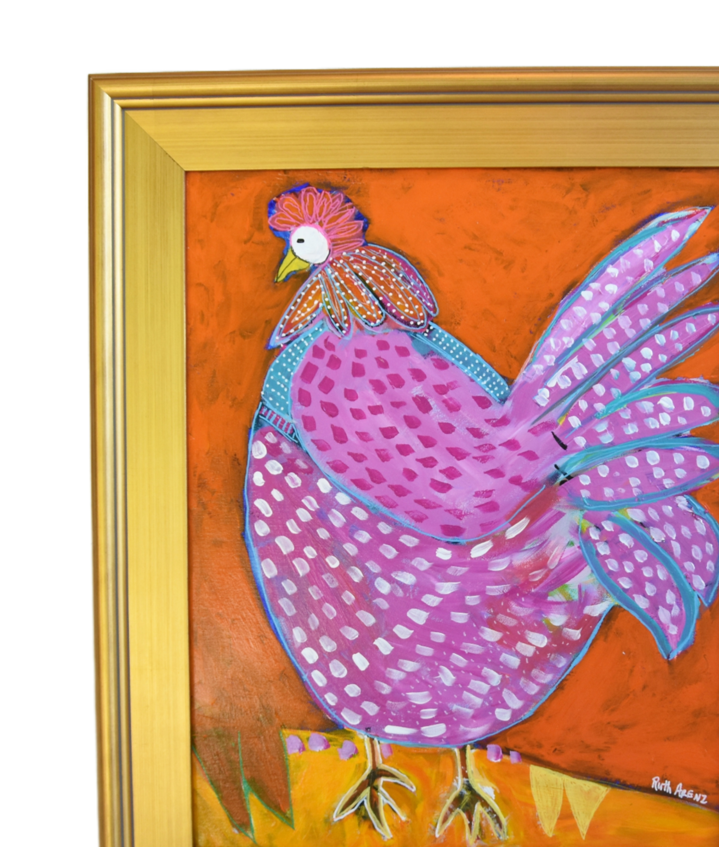 Outsider Art Pink Chicken Portrait~P77671606