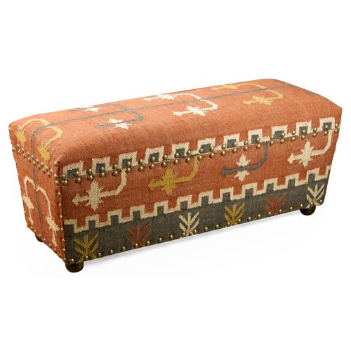 Desi Kilim Bench, Orange/Multi~P77040620