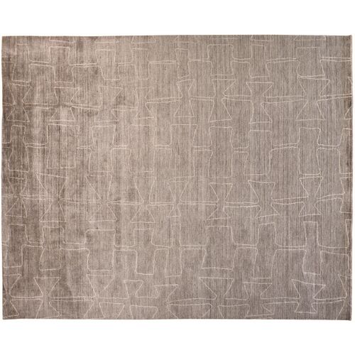Marlena Abstract Handwoven Rug, Taupe/Ivory