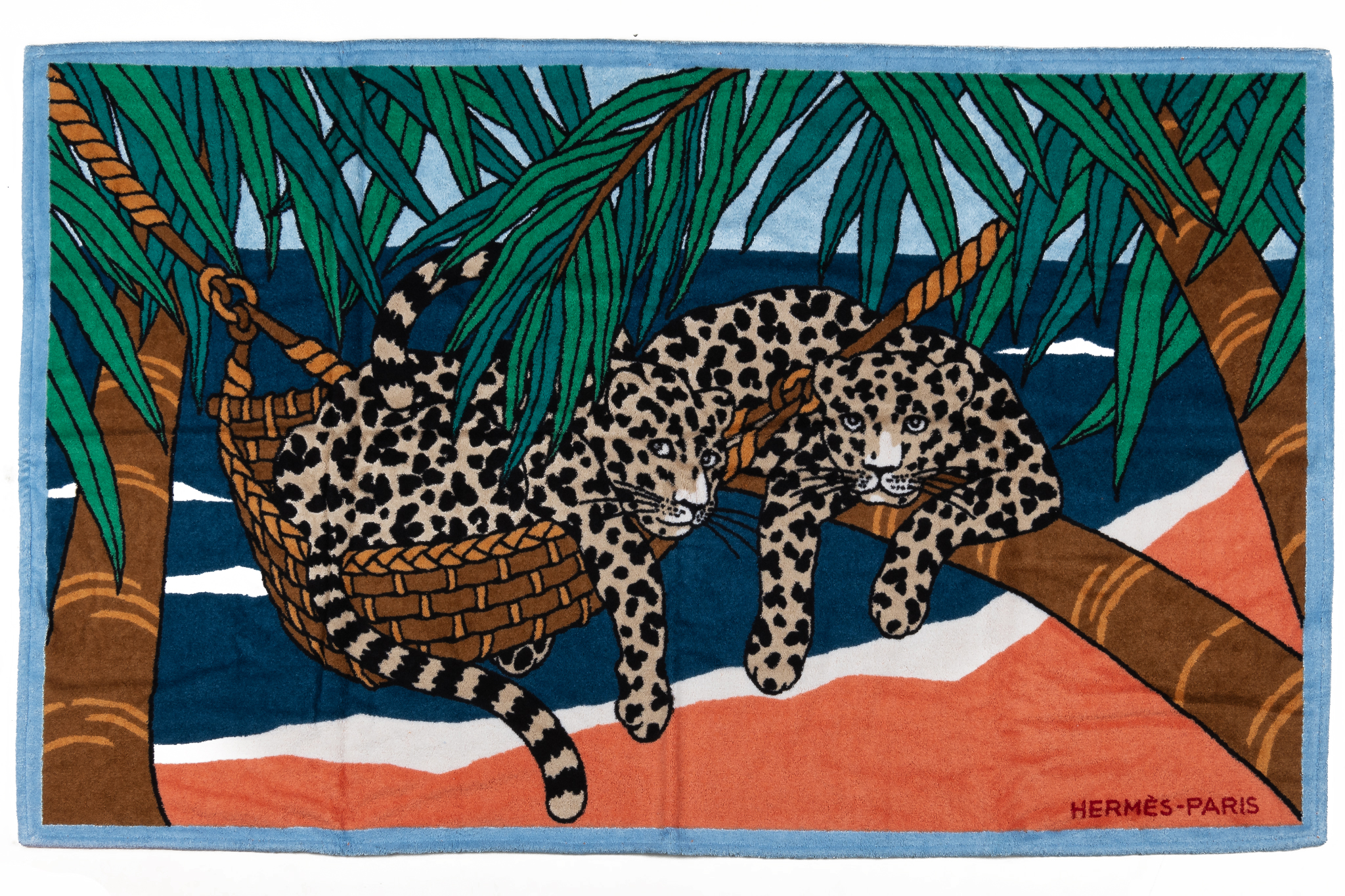 Hermès NIB Celeste Leopard Beach Towel Hermès NIB Celeste Leopard Beach Towel~P77687874