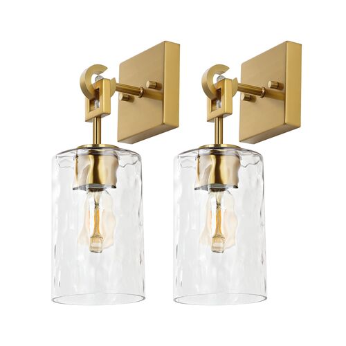 S/2 Solana Wall Sconces, Brass/Clear