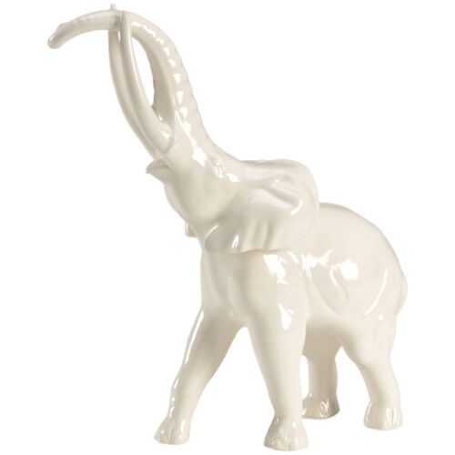 White Elephant Ceramic Figurine