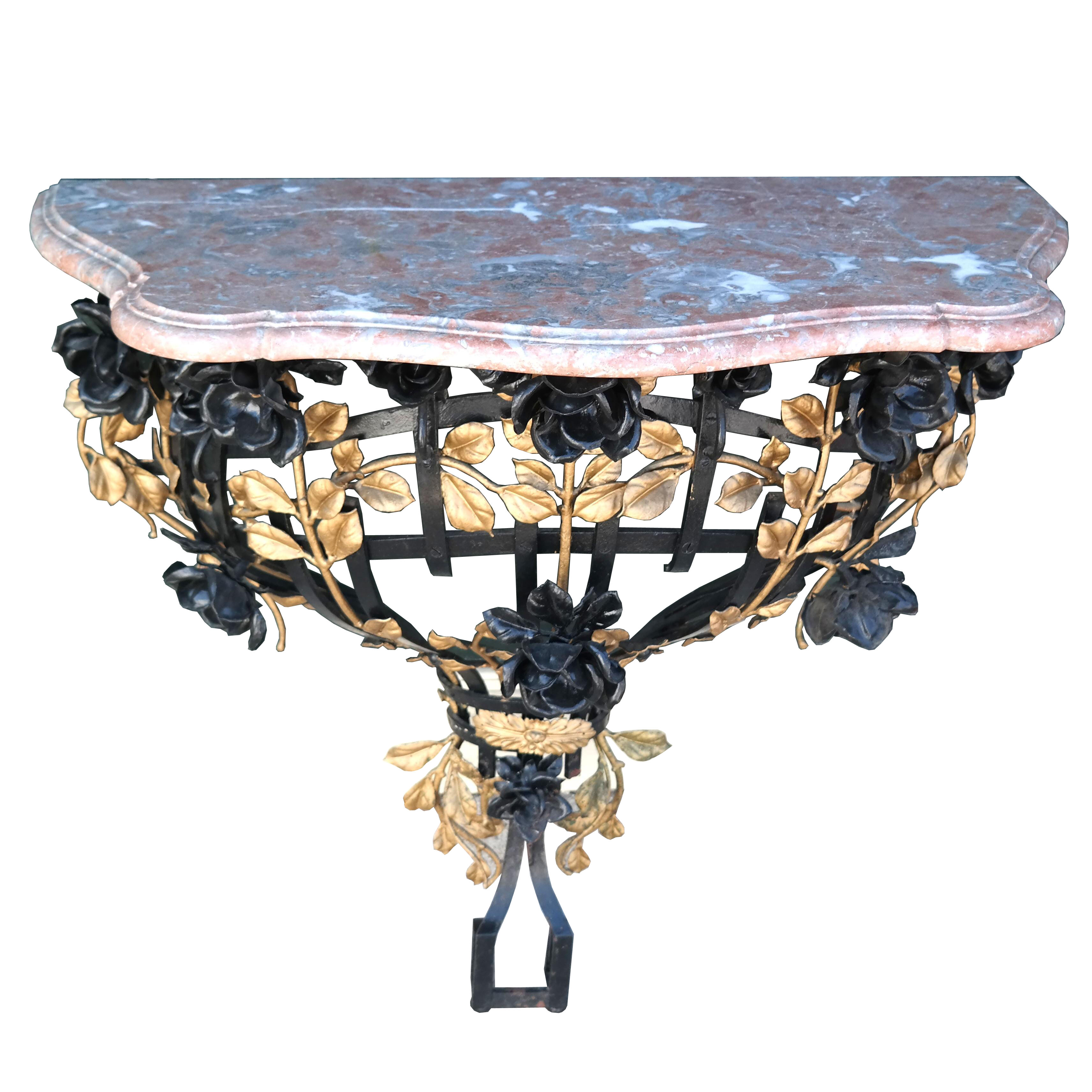 French Iron Marble Top Console C.1920~P77657546