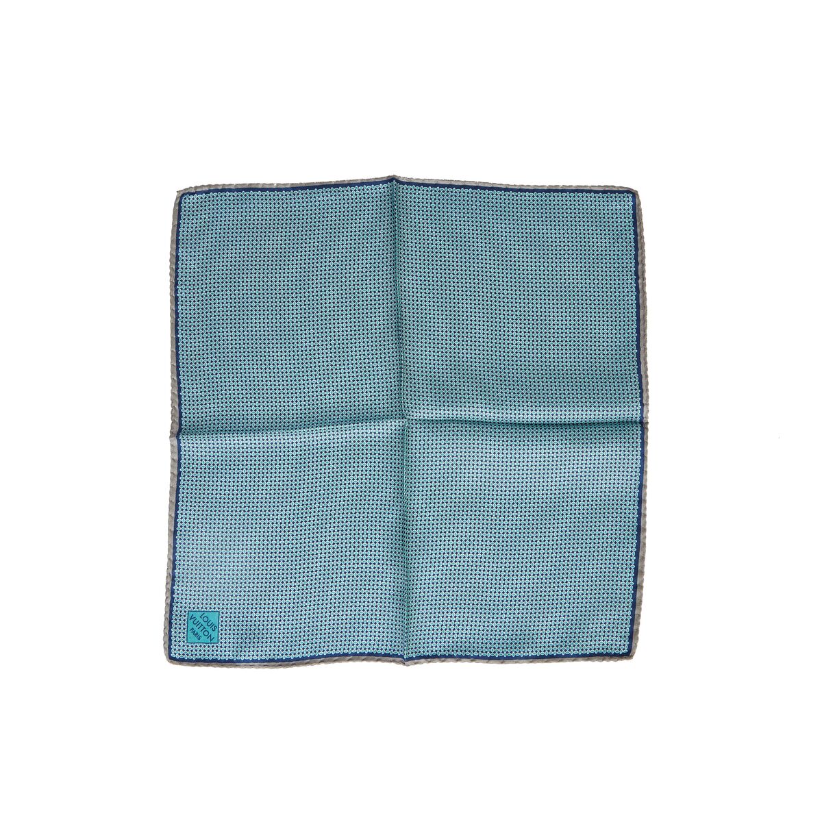 Vuitton Blue/Gray Silk Pocket Square - Vintage Lux