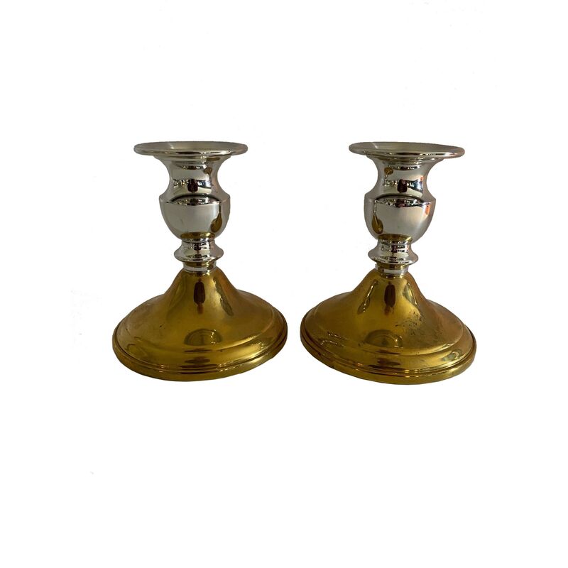Silver and Gold-Plated Candleholders