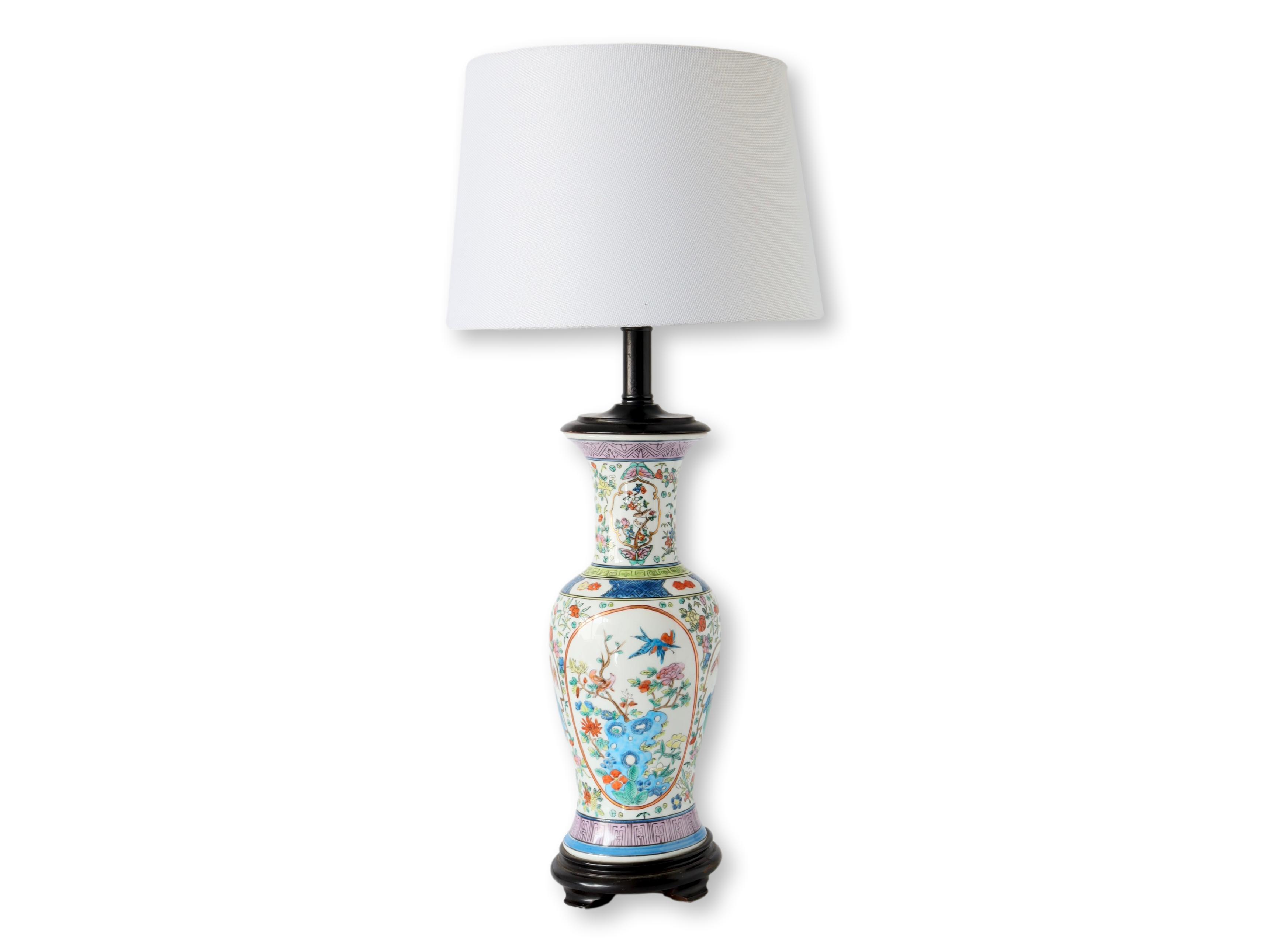 1950s Japan Famille Rose Urn / Vase Lamp~P77671857