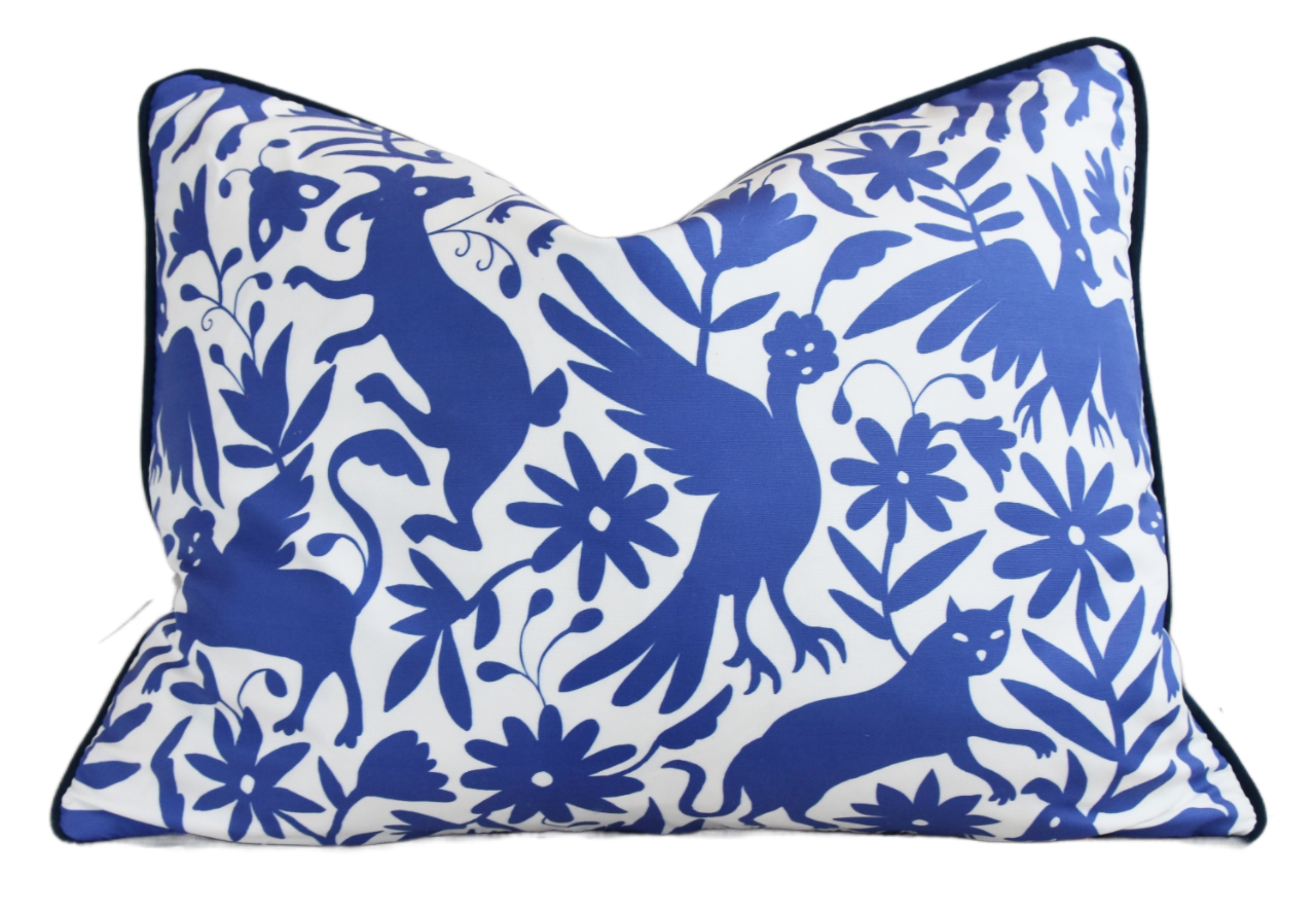 Blue & White Otomi Fantasy Animal Pillow~P77662766
