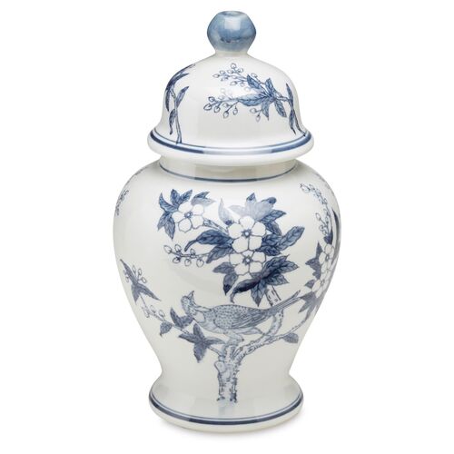 15" Ceramic Ginger Jar, Blue/White~P77306424