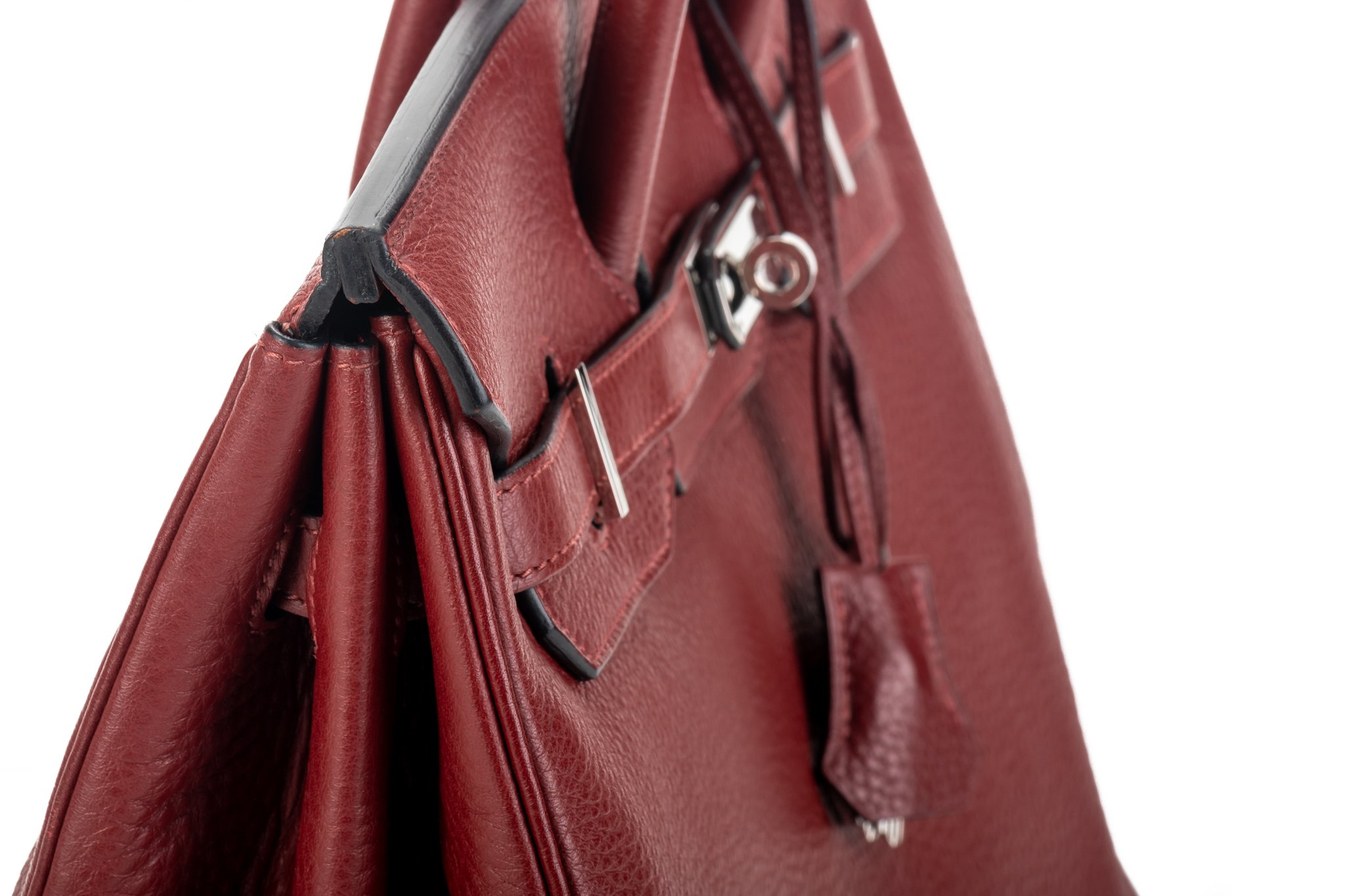 Hermes Birkin Handbag Red Clemence with Palladium Hardware 30 Red 213721178