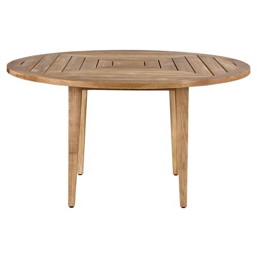 Coastal Living Emerson Outdoor Round Dining Table, Natural Teak