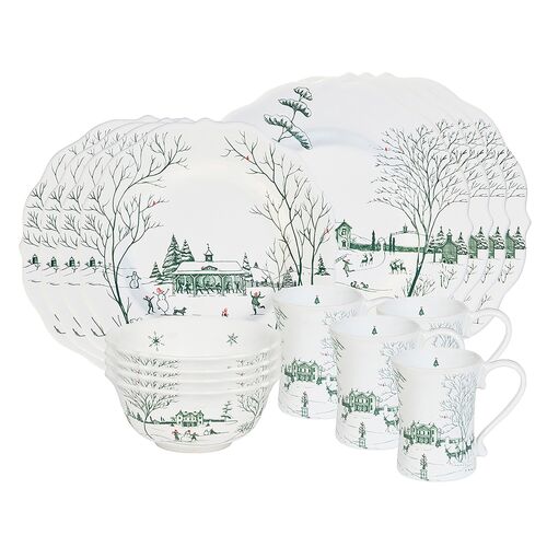16-Piece Country Estate Winter Frolic Place Setting, Evergreen