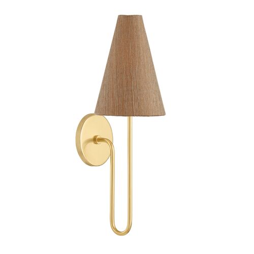 Rael Wall Sconce, Aged Brass/Natural Grasscloth
