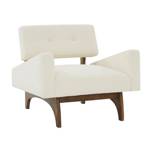 Darian Scandinavian Accent Chair, Ivory/Dark Brown