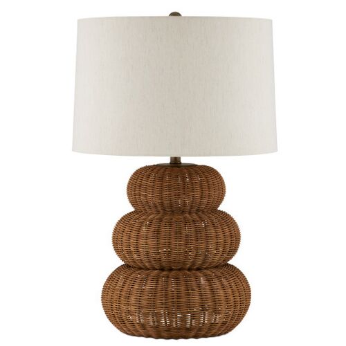 Mabrouka Rattan Table Lamp, Dark Brown