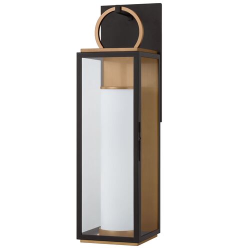 Gareth Outdoor Wall Sconce, Patina Brass/Textured Black/Clear Gareth Outdoor Wall Sconce, Patina Brass/Textured Black/Clear