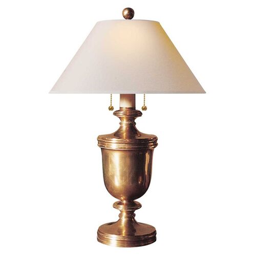Urn Table Lamp, Brass/Natural~P76866139