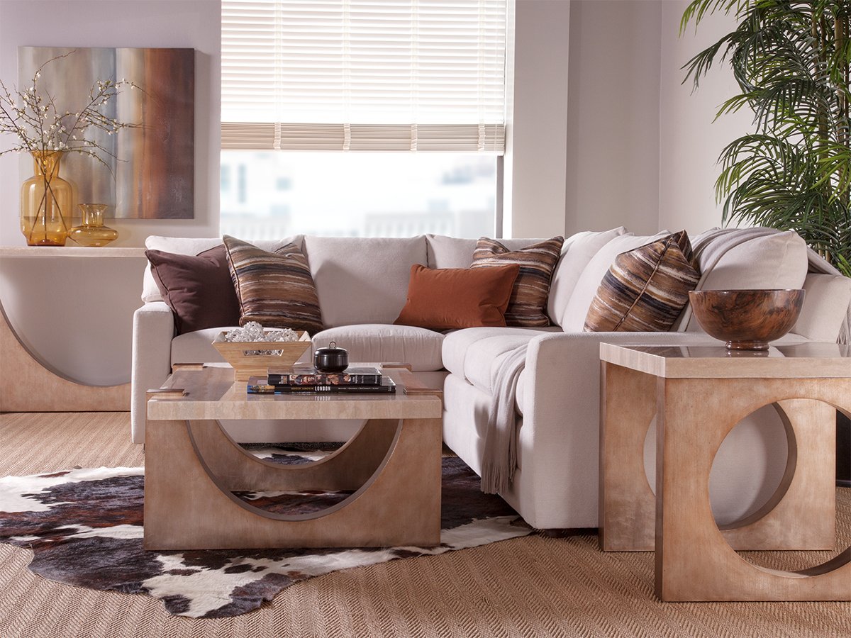 Impresario Coffee Table - Modern Mahogany & Stone