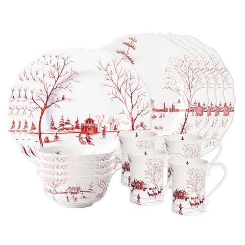 16-Piece Country Estate Winter Frolic Place Setting, Ruby
