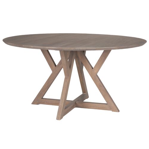 Kenson 60" Round Dining Table, Light Brown Kenson 60" Round Dining Table, Light Brown