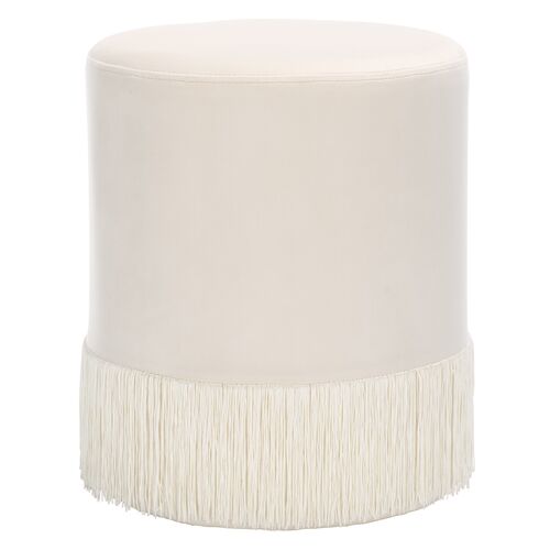 Melora Velvet Ottoman With Tassel