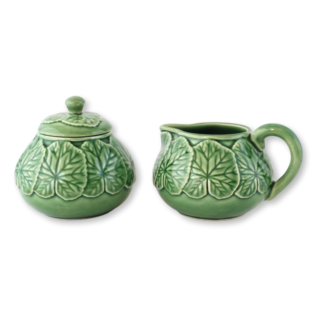 Green Majolica Green Leaf Cream & Sugar~P77705602