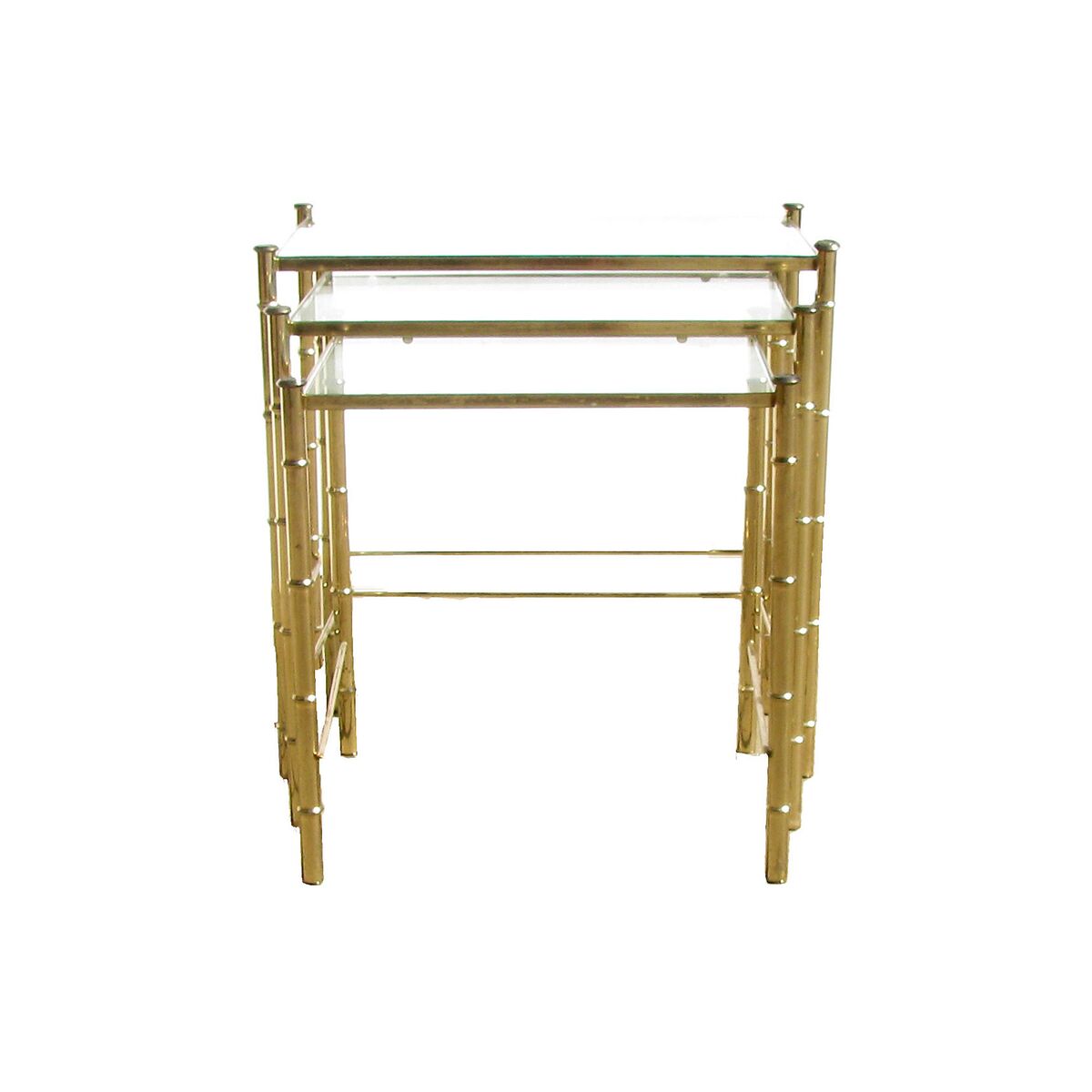 Brass Faux Bamboo Nesting Tables S/3
