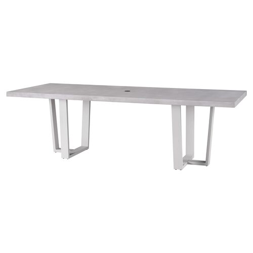Coastal Living Keegan Outdoor Concrete Dining Table, White/Gray