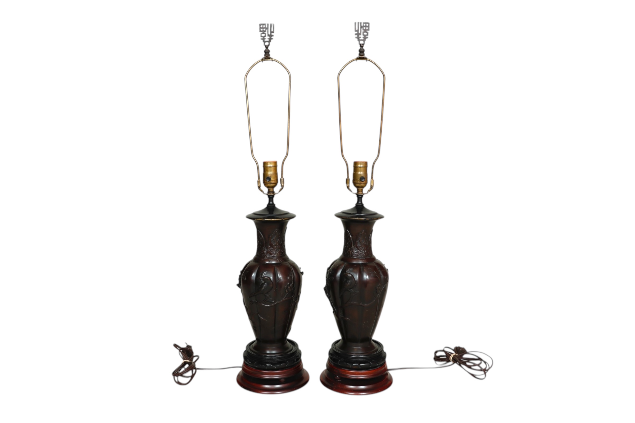 Bronzed Chinoiserie Table Lamps, a Pair~P77730499