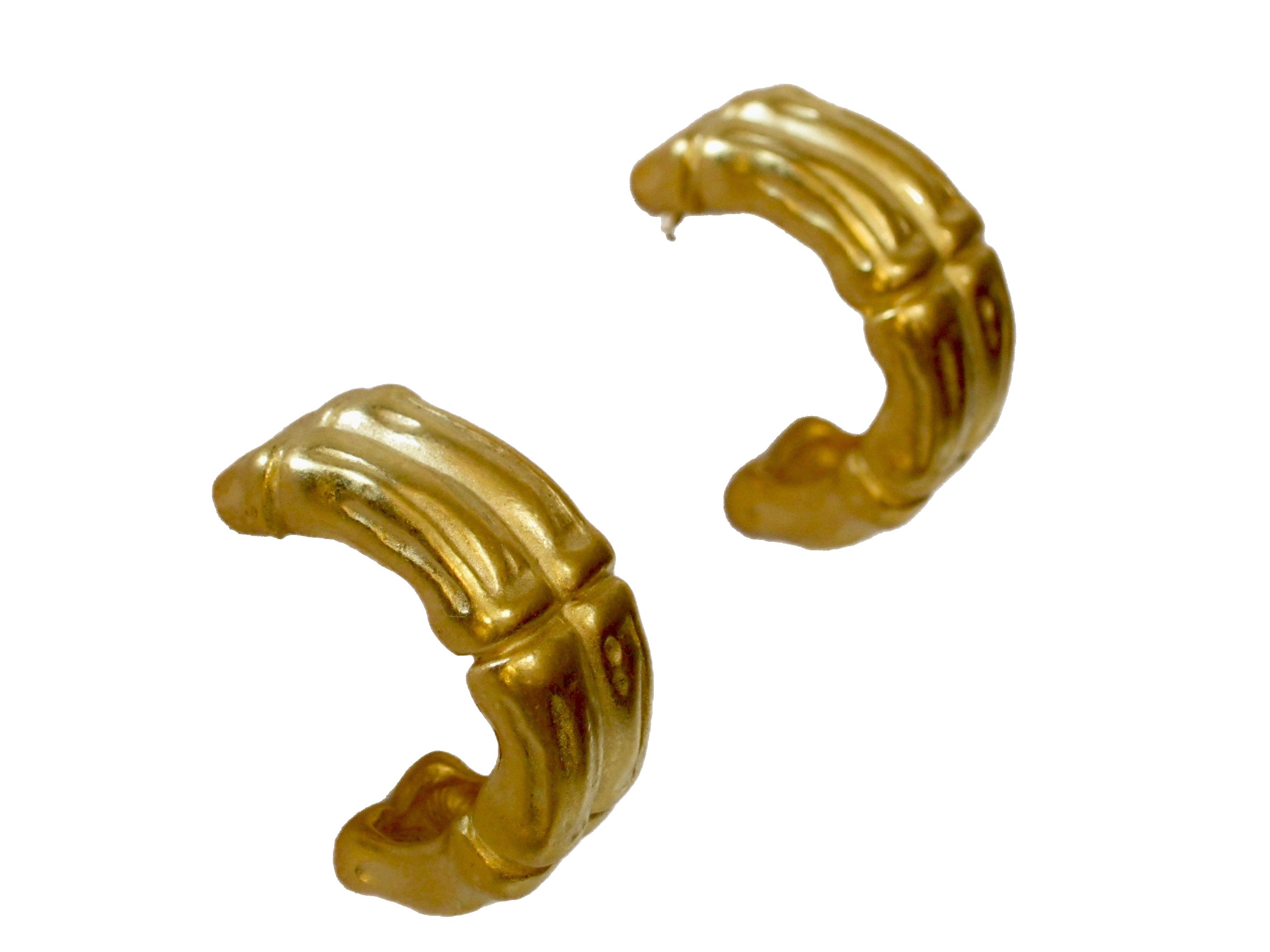 1980s Givenchy Gold Bamboo Earrings~P77616697