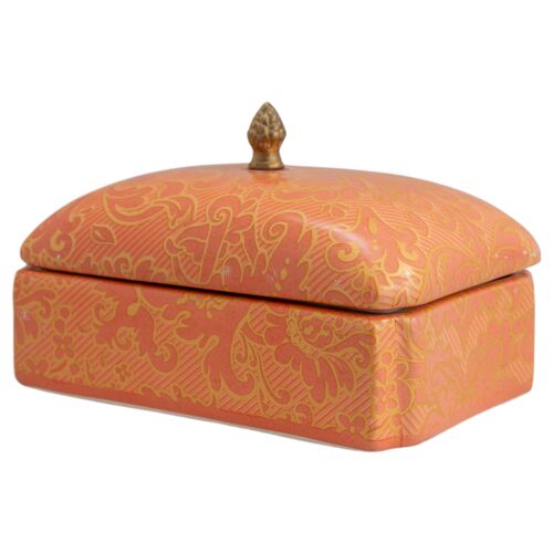 Richmond Damask Box, Coral