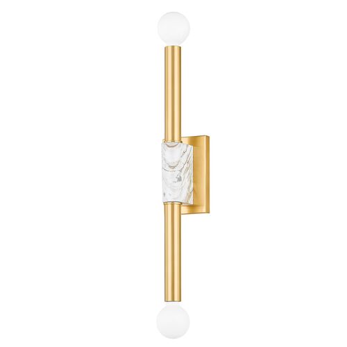 Alix 2-Light Wall Sconce, Aged Brass/Marble Alix 2-Light Wall Sconce, Aged Brass/Marble