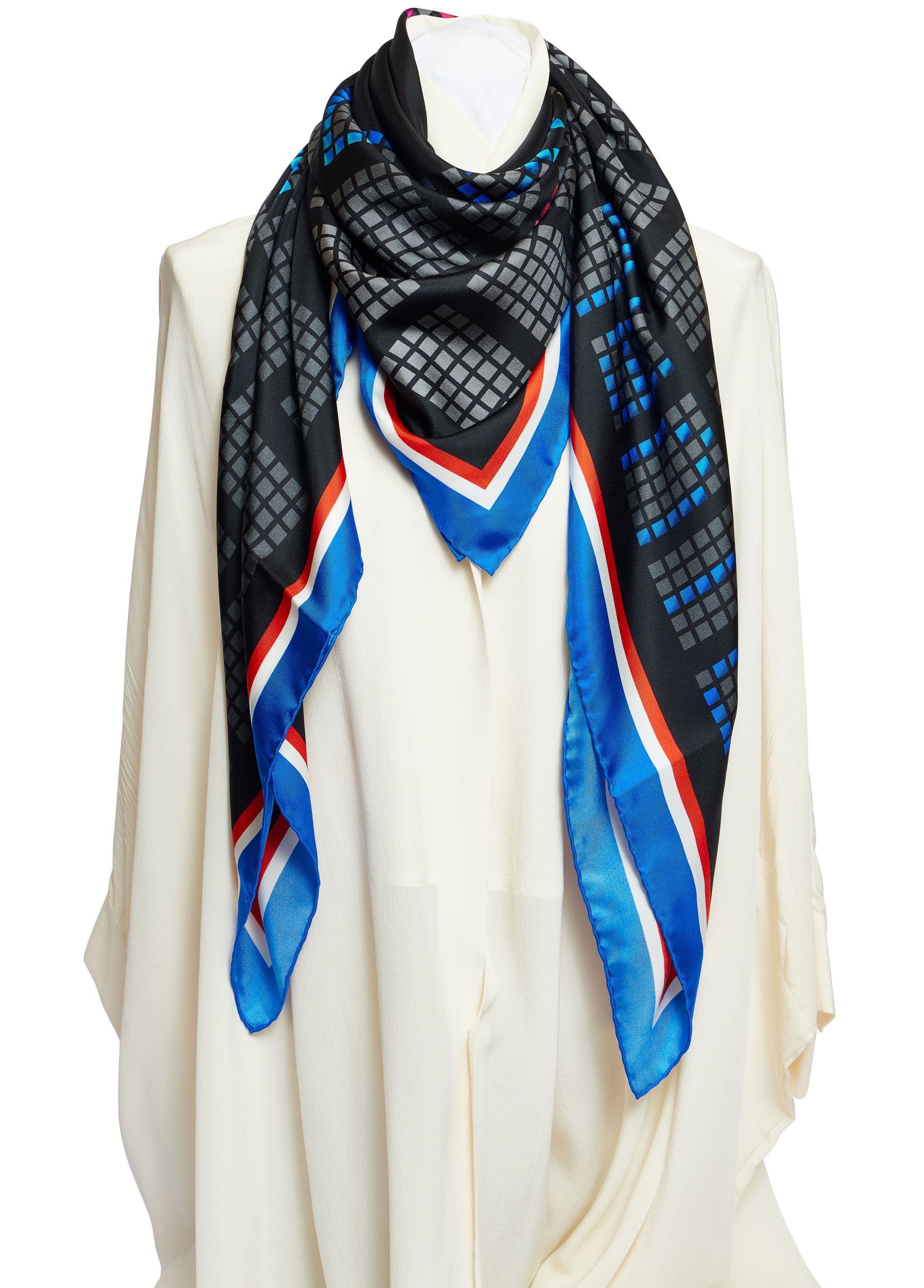 CHANEL Cruise 2019 Silk Scarf White/Blue/Red-US