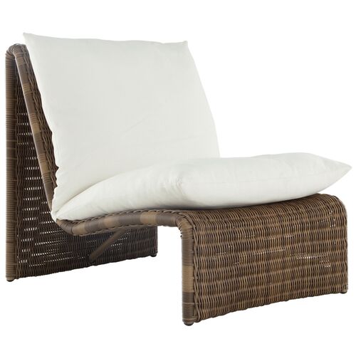 Como Outdoor Wicker High Back Lounge Chair, Raffia