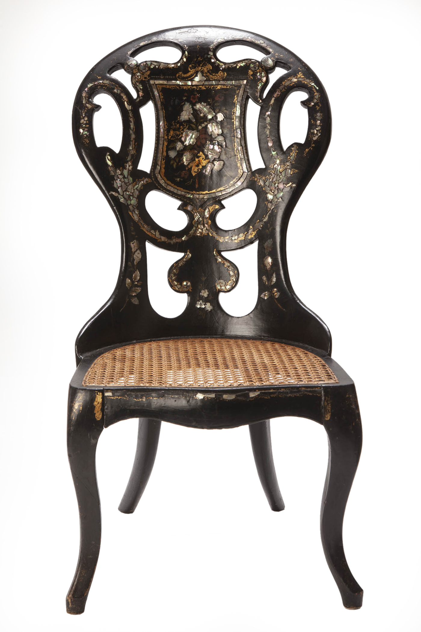 Ebony Cane Chair /Mother of Pearl Inlay~P77600480