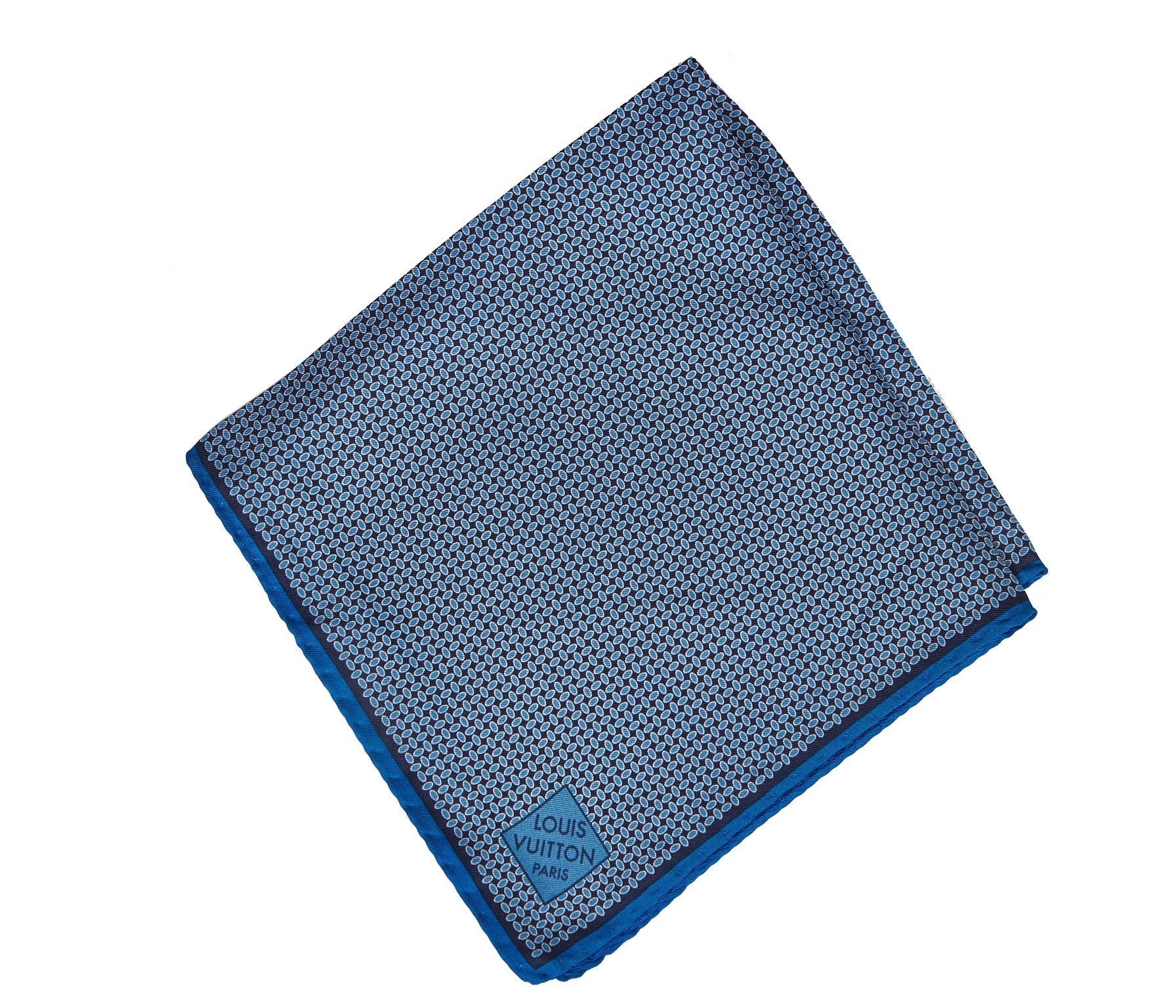 Vuitton Blue/Black Silk Pocket Square~P77612700