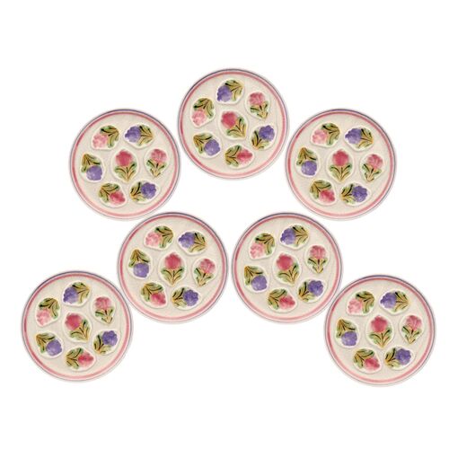 French Midcentury Stoneware Oyster Plates