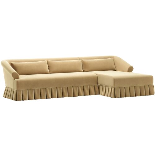 Hank Pleated-Skirt Performance Velvet Sectional Hank Pleated-Skirt Performance Velvet Sectional