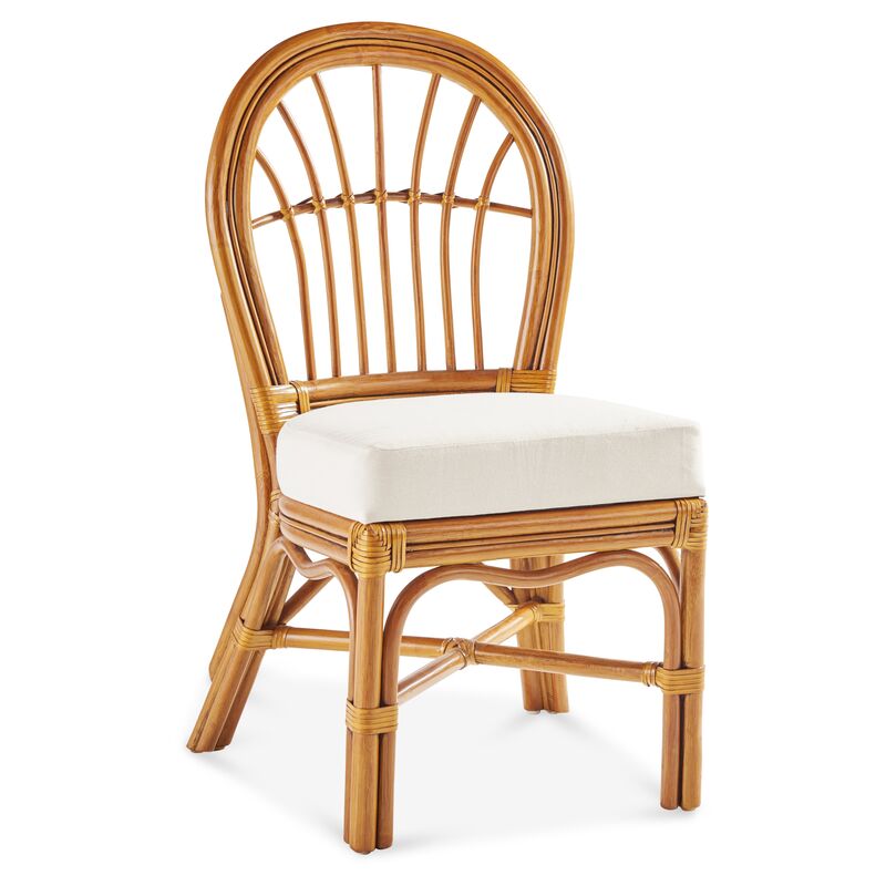 Palm Harbor Rattan Side Chair, Natural/White
