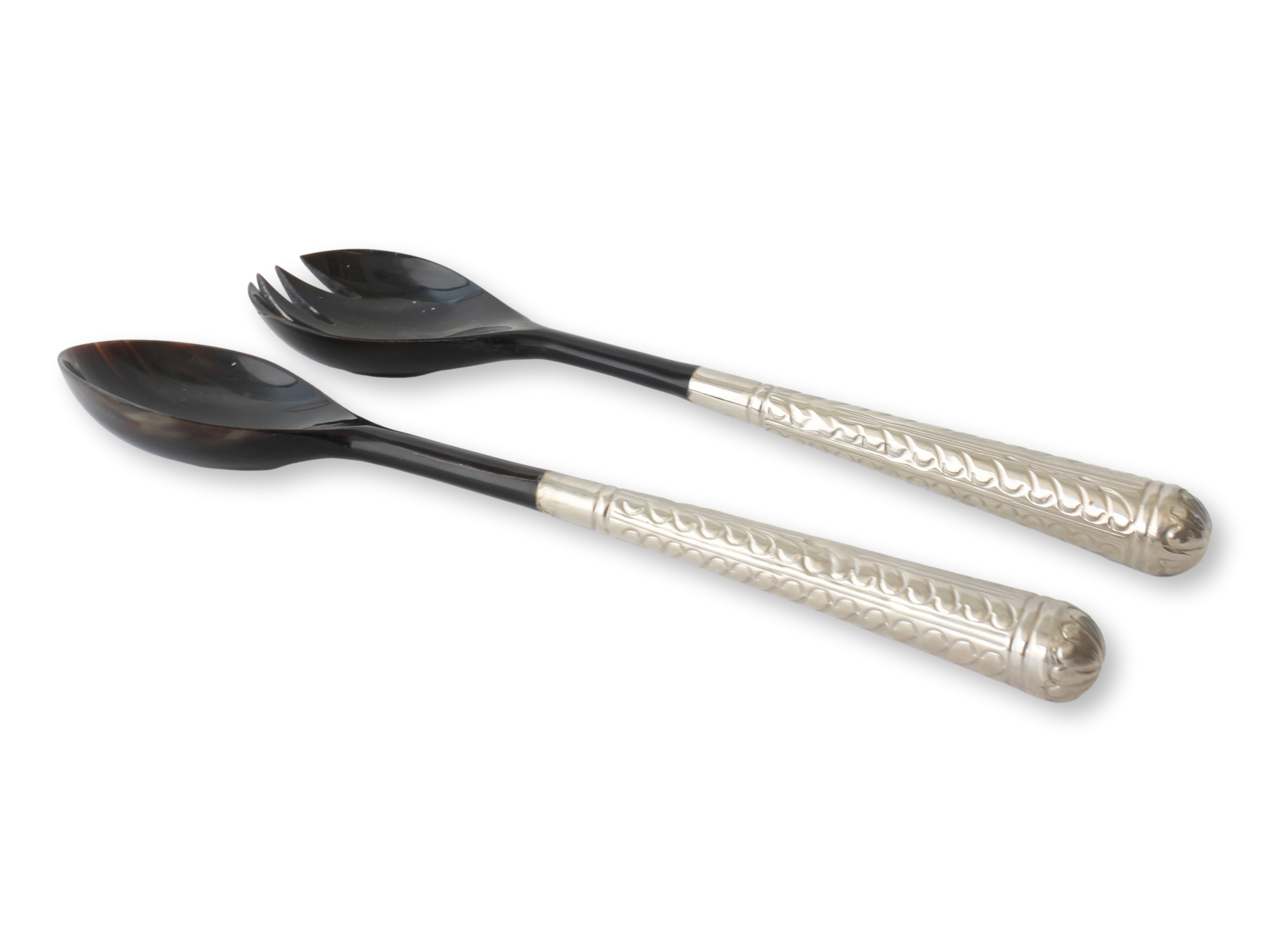 Silver and Faux Tortoise Salad Servers~P77701823